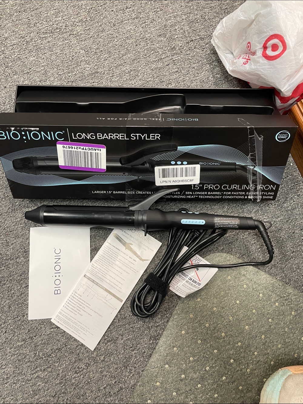 Bio Ionic Black Long Barrel Styler 1.5" - Curling Iron